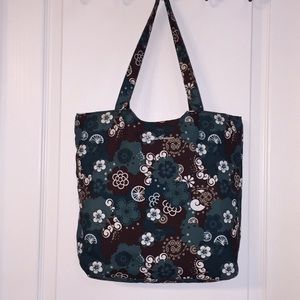 EDDIE BAUER Reversible Quilted Tote Handbag Book Shopping Bucket Bag Totebag
